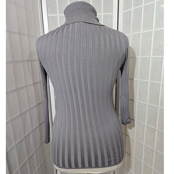 Ashley Stewart Women Gray Ribbed Knit Turtleneck Sweater Shirt Plus Size: 10/12 - Picture 6 of 10